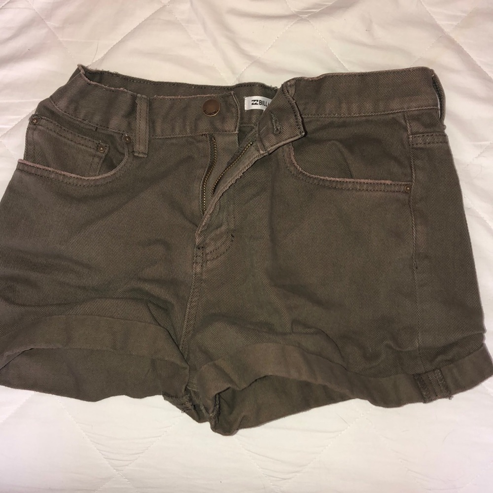 high waisted lightly distressed shorts